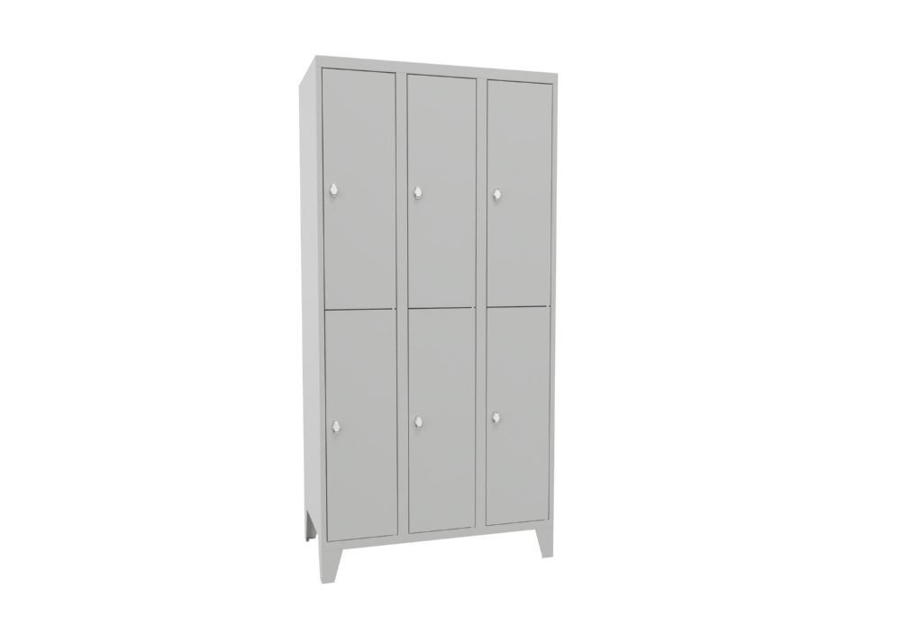 Produktbild PAVOY Schließfachschrank mit Füßen 1850x900x500 mm 6 Fächer RAL 7035