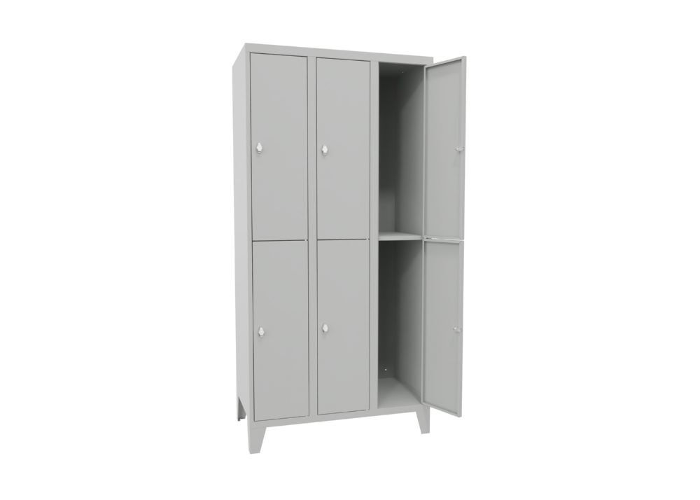 Produktbild Schließfachschrank mit Füßen, 1850x900x500 mm, 6 Fächer, RAL 7035 bild 2