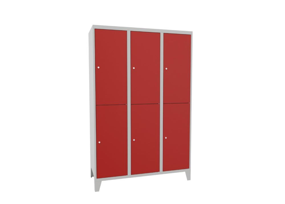 Produktbild PAVOY Schließfachschrank mit Füßen 1850x1200x500 mm 6 Fächer RAL 7035/3000