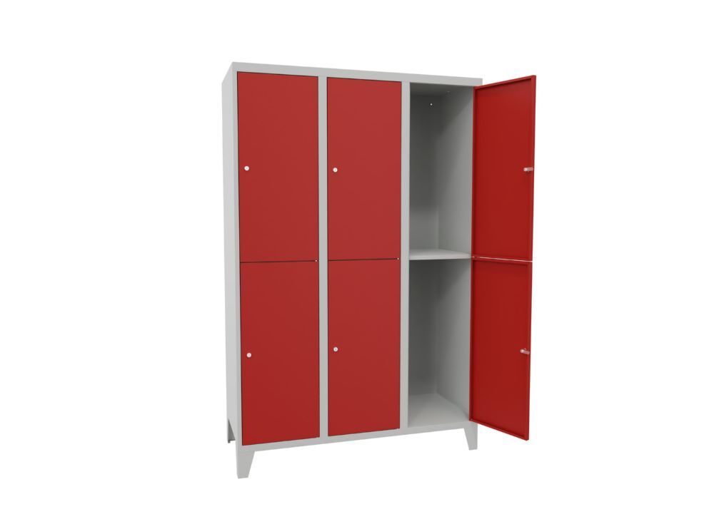 Produktbild Schließfachschrank mit Füßen, 1850x1200x500 mm, 6 Fächer, RAL 7035/3000 bild 2