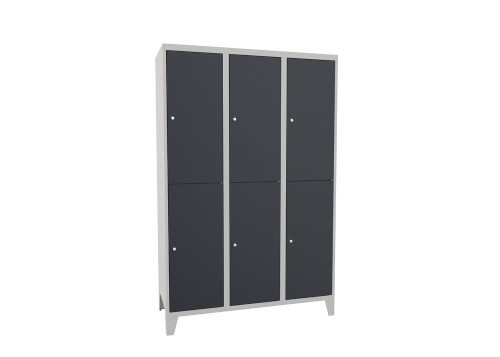 Produktbild PAVOY Schließfachschrank mit Füßen 1850x1200x500 mm 6 Fächer RAL 7035/7016
