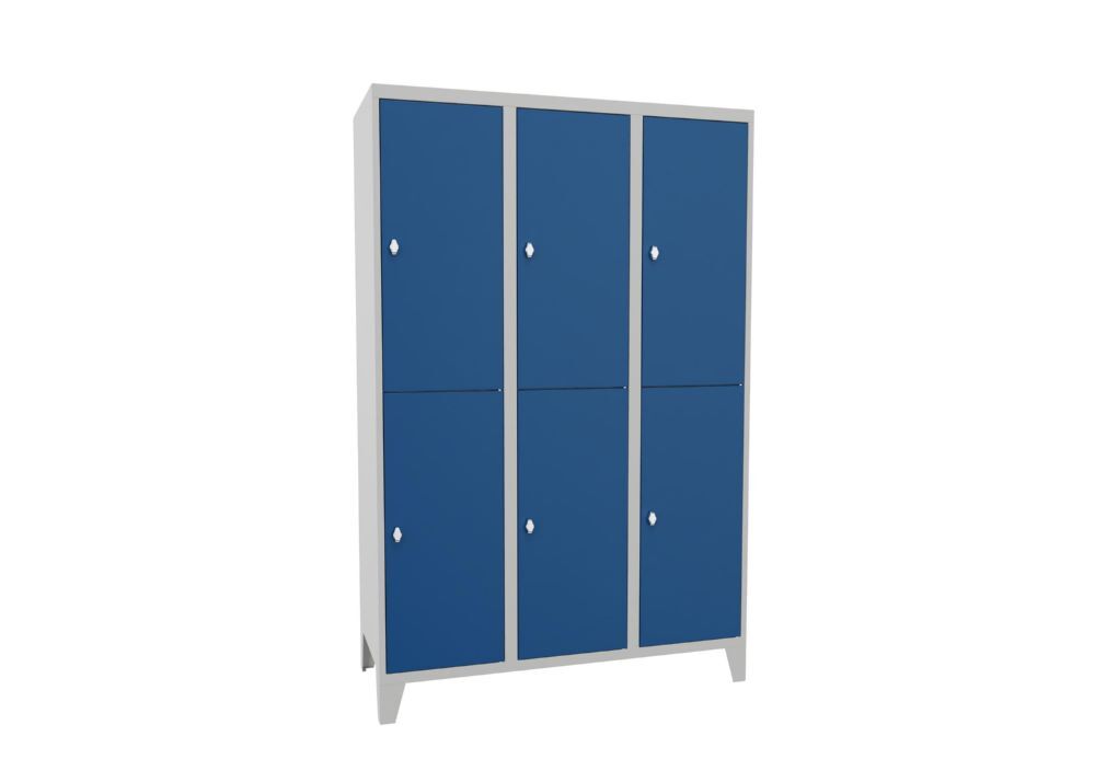 Produktbild PAVOY Schließfachschrank mit Füßen 1850x1200x500 mm 6 Fächer RAL 7035/5010