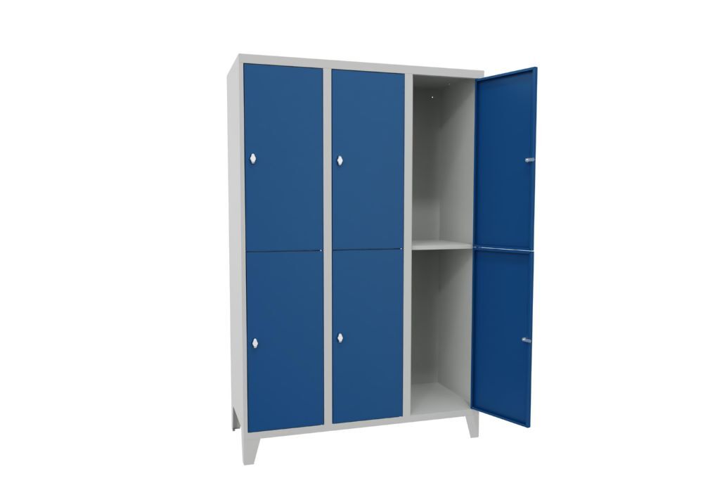 Produktbild Schließfachschrank mit Füßen, 1850x1200x500 mm, 6 Fächer, RAL 7035/5010 bild 2
