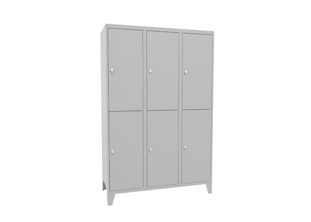 Produktbild PAVOY Schließfachschrank mit Füßen 1850x1200x500 mm 6 Fächer RAL 7035