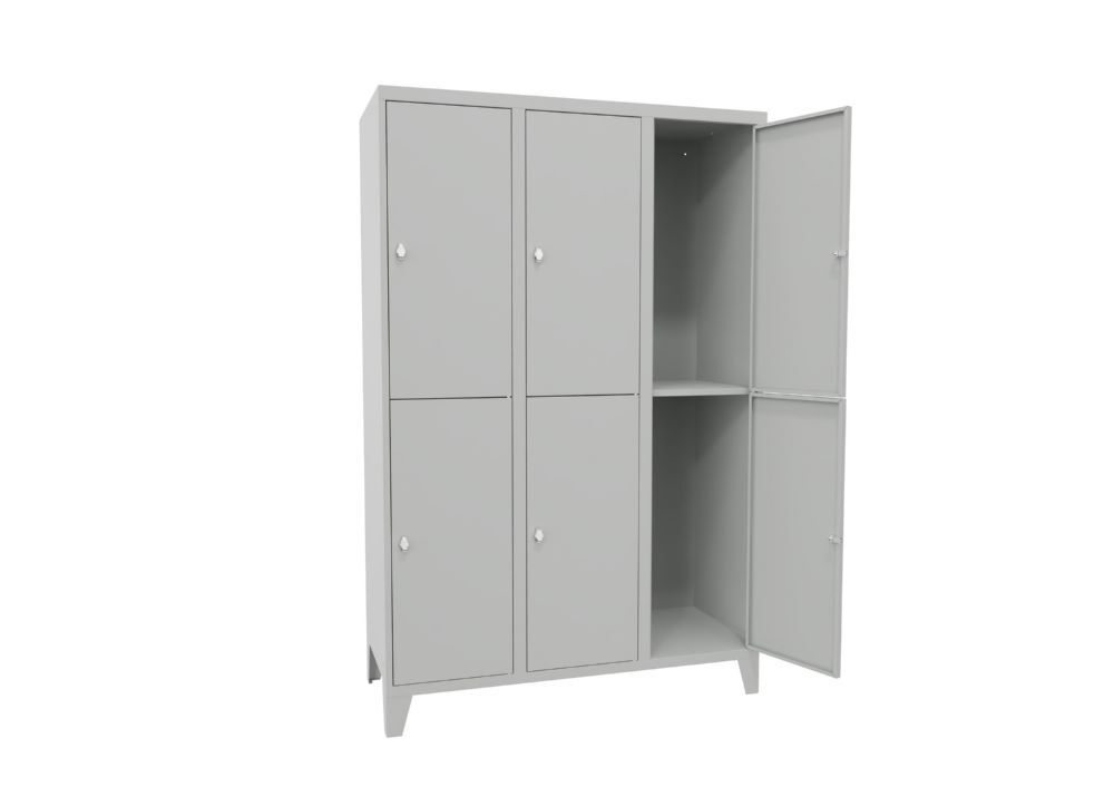 Produktbild Schließfachschrank mit Füßen, 1850x1200x500 mm, 6 Fächer, RAL 7035 bild 2