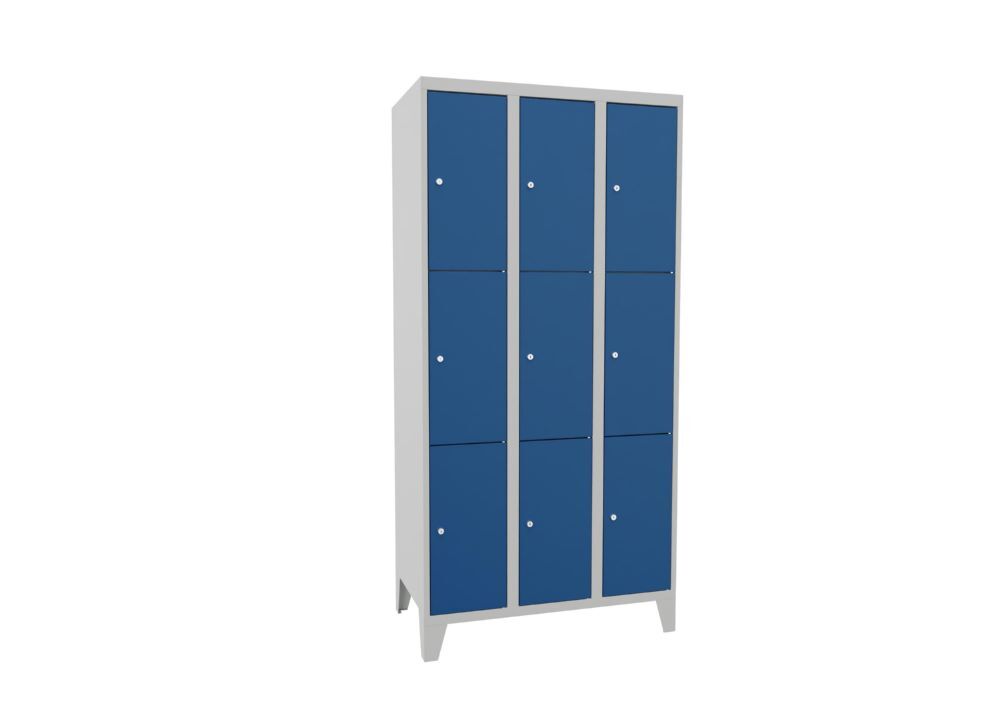 Produktbild PAVOY Schließfachschrank mit Füßen 1850x900x500 mm 9 Fächer RAL 7035/5010