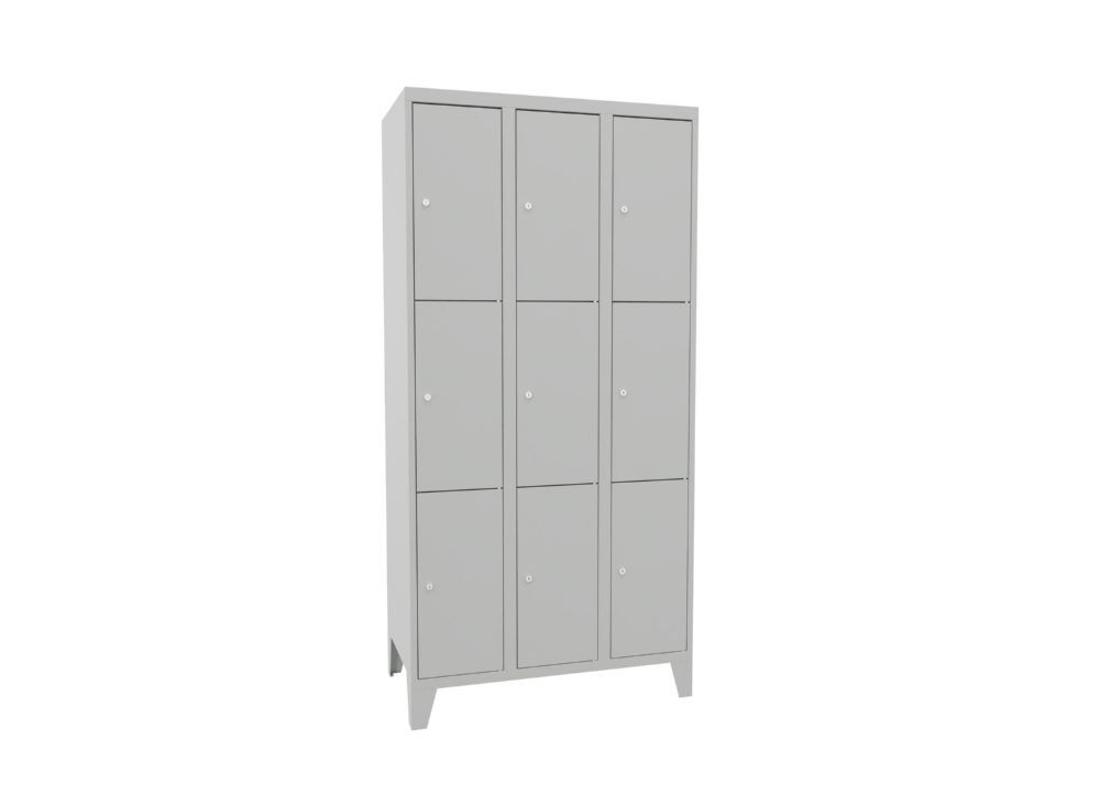 Produktbild PAVOY Schließfachschrank mit Füßen 1850x900x500 mm 9 Fächer RAL 7035