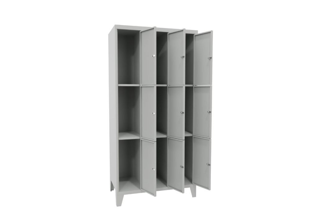 Produktbild Schließfachschrank mit Füßen, 1850x900x500 mm, 9 Fächer, RAL 7035 bild 2