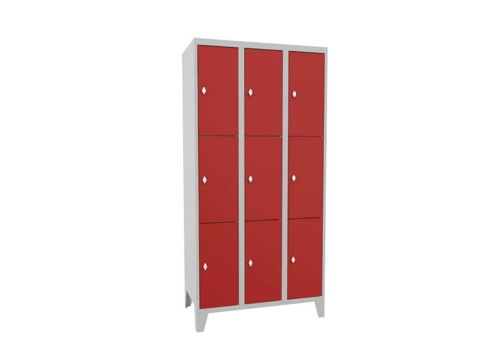 Produktbild PAVOY Schließfachschrank mit Füßen 1850x900x500 mm 9 Fächer RAL 7035/3000