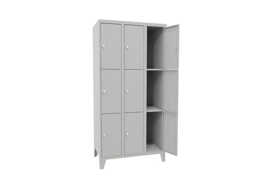 Produktbild Schließfachschrank mit Füßen, 1850x900x500 mm, 9 Fächer, RAL 7035 bild 2