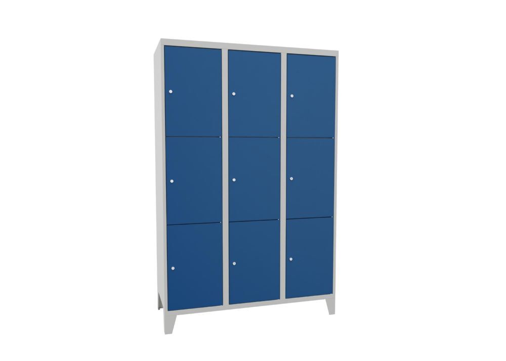 Produktbild PAVOY Schließfachschrank mit Füßen 1850x1200x500 mm 9 Fächer RAL 7035/5010