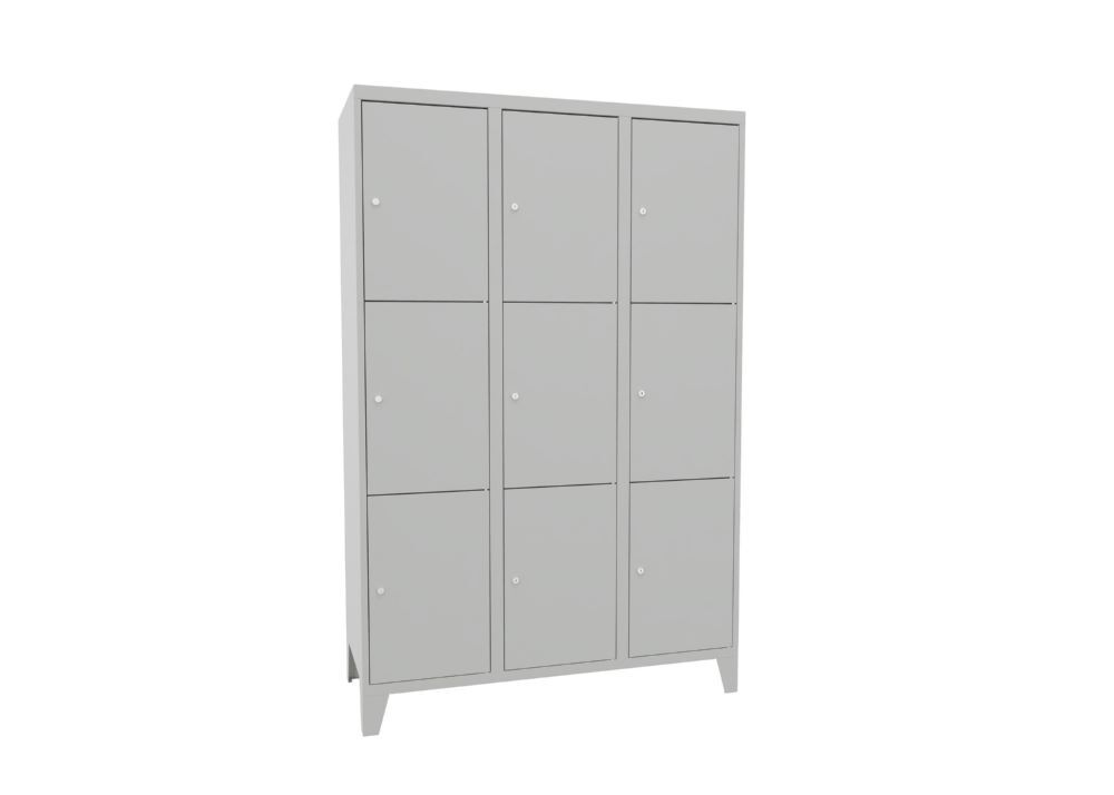 Produktbild PAVOY Schließfachschrank mit Füßen 1850x1200x500 mm 9 Fächer RAL 7035