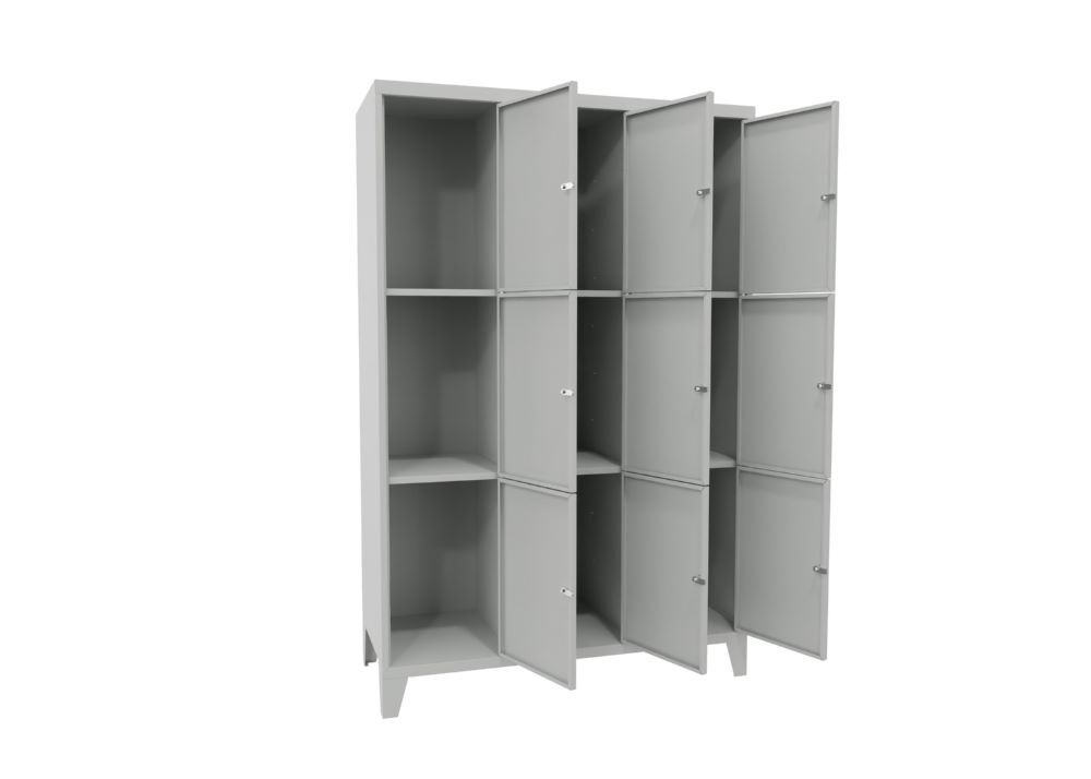 Produktbild Schließfachschrank mit Füßen, 1850x1200x500 mm, 9 Fächer, RAL 7035 bild 2