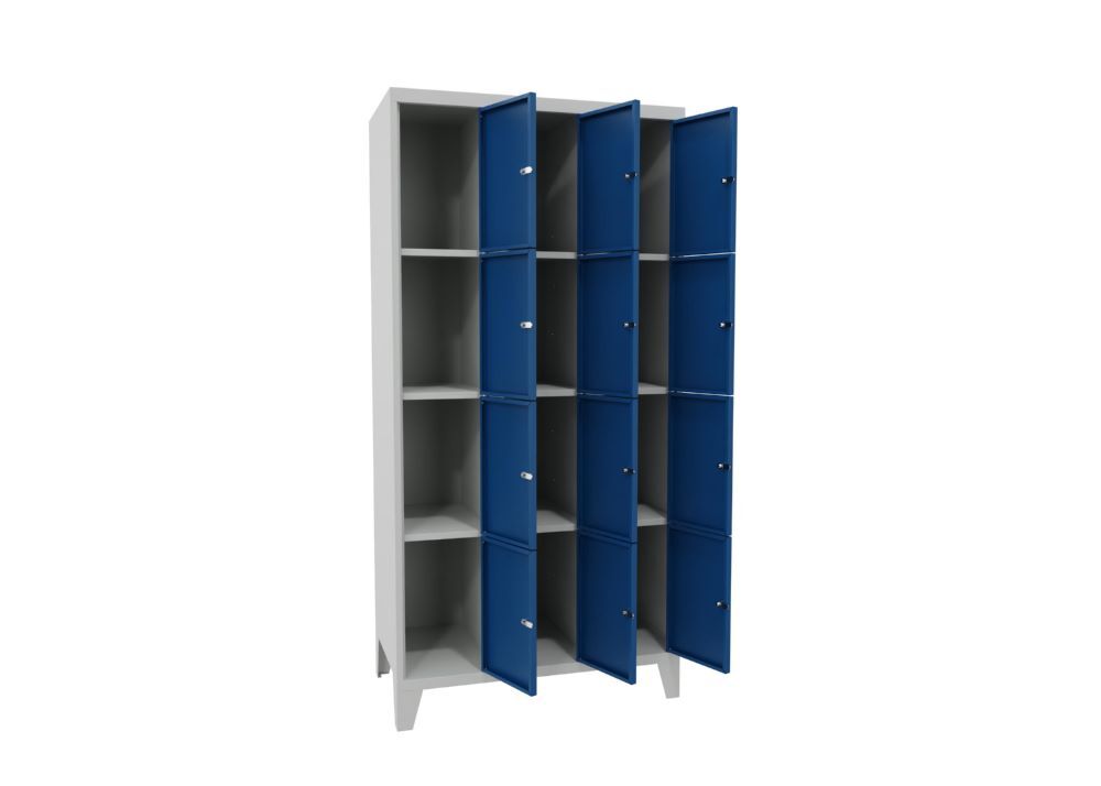 Produktbild Schließfachschrank mit Füßen, 1850x900x500 mm, 12 Fächer, RAL 7035/5010 bild 2