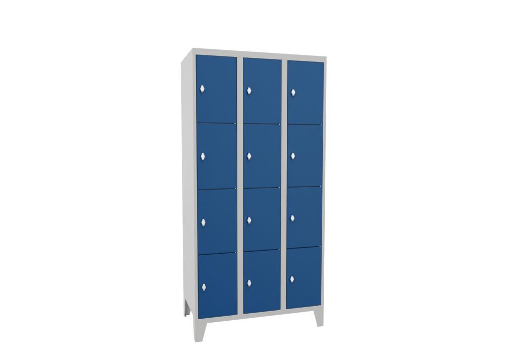 Produktbild PAVOY Schließfachschrank mit Füßen 1850x900x500 mm 12 Fächer RAL 7035/5010