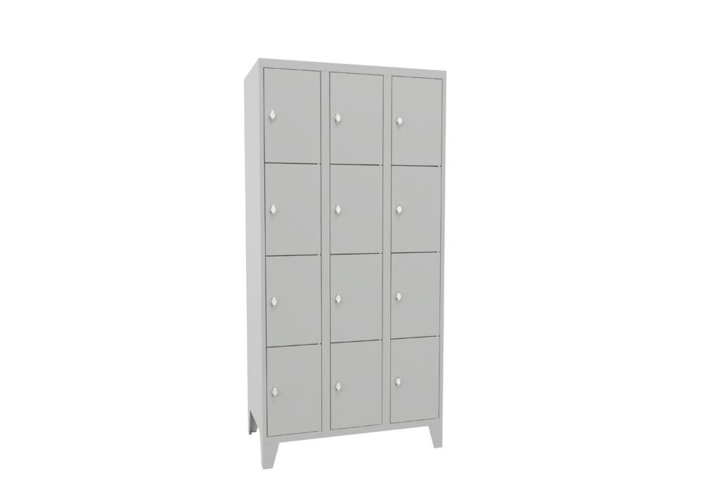Produktbild PAVOY Schließfachschrank mit Füßen 1850x900x500 mm 12 Fächer RAL 7035