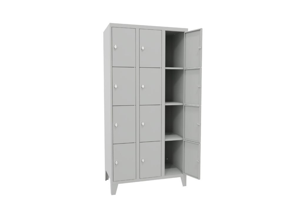 Produktbild Schließfachschrank mit Füßen, 1850x900x500 mm, 12 Fächer, RAL 7035 bild 2
