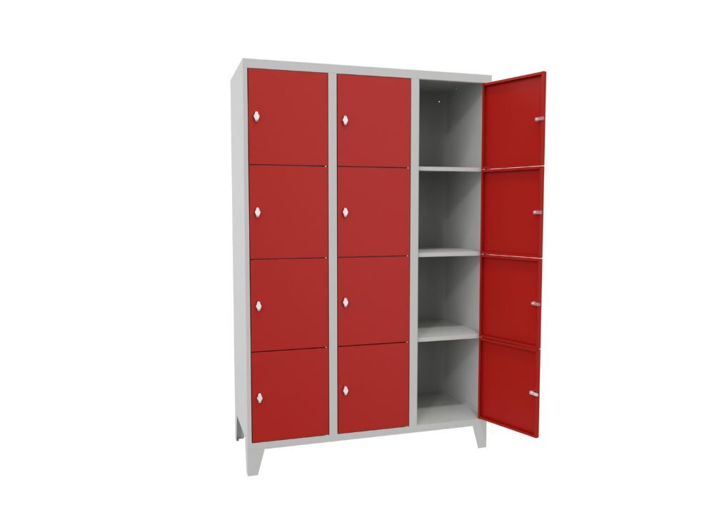 Produktbild Schließfachschrank mit Füßen, 1850x1200x500 mm, 12 Fächer, RAL 7035/3000 bild 2