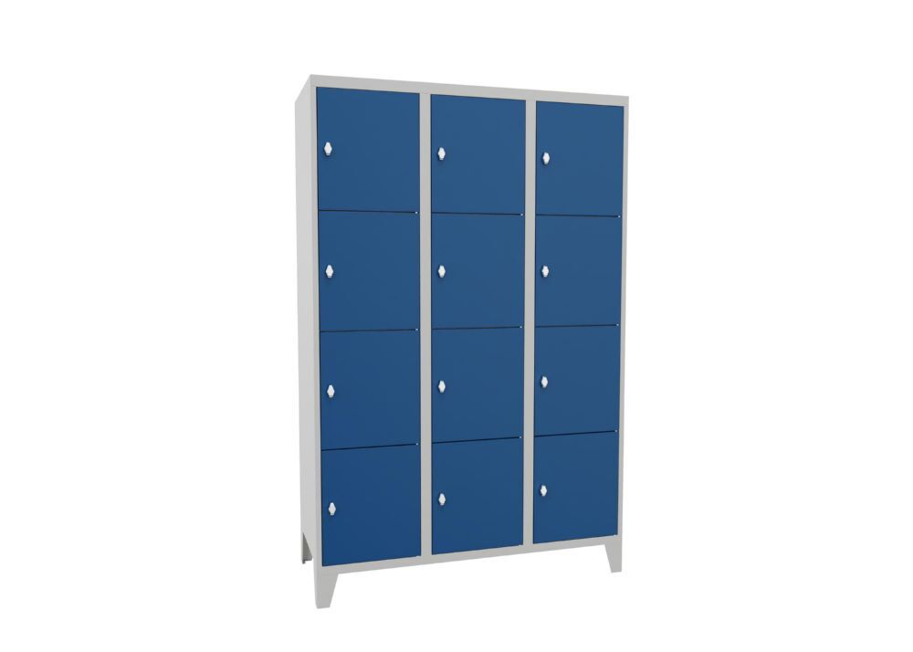 Produktbild PAVOY Schließfachschrank mit Füßen 1850x1200x500 mm 12 Fächer RAL 7035/5010