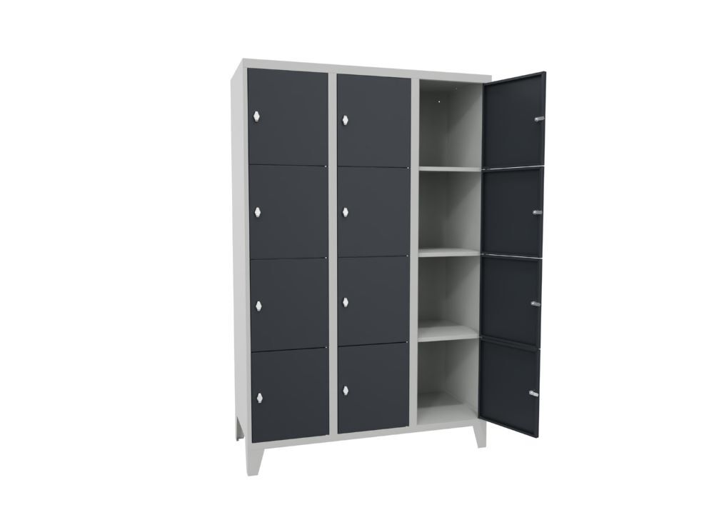 Produktbild Schließfachschrank mit Füßen, 1850x1200x500 mm, 12 Fächer, RAL 7035/7016 bild 2
