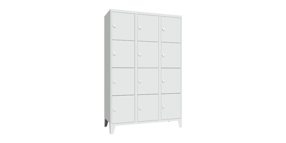 Produktbild PAVOY Schließfachschrank mit Füßen 1850x1200x500 mm 12 Fächer RAL 7035
