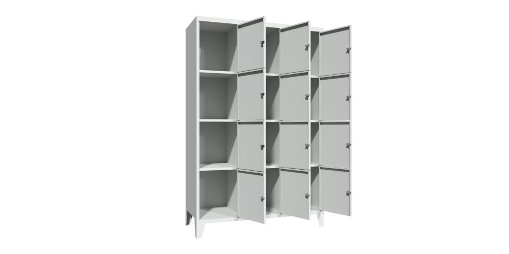 Produktbild Schließfachschrank mit Füßen, 1850x1200x500 mm, 12 Fächer, RAL 7035 bild 2