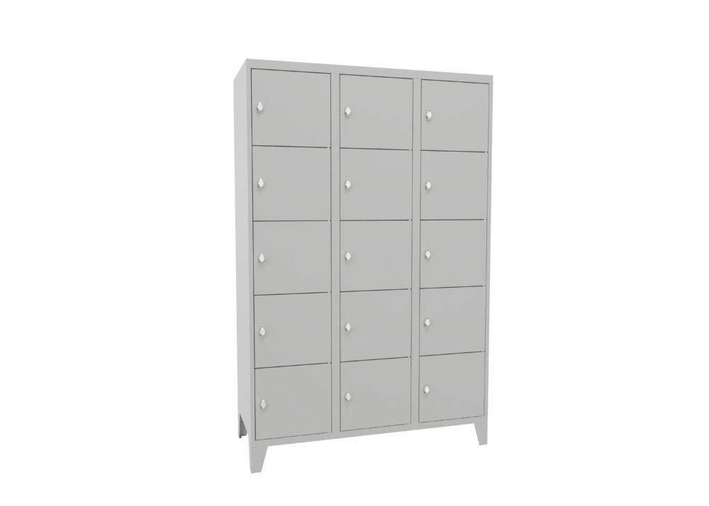 Produktbild PAVOY Schließfachschrank mit Füßen 1850x1200x500 mm 15 Fächer RAL 7035