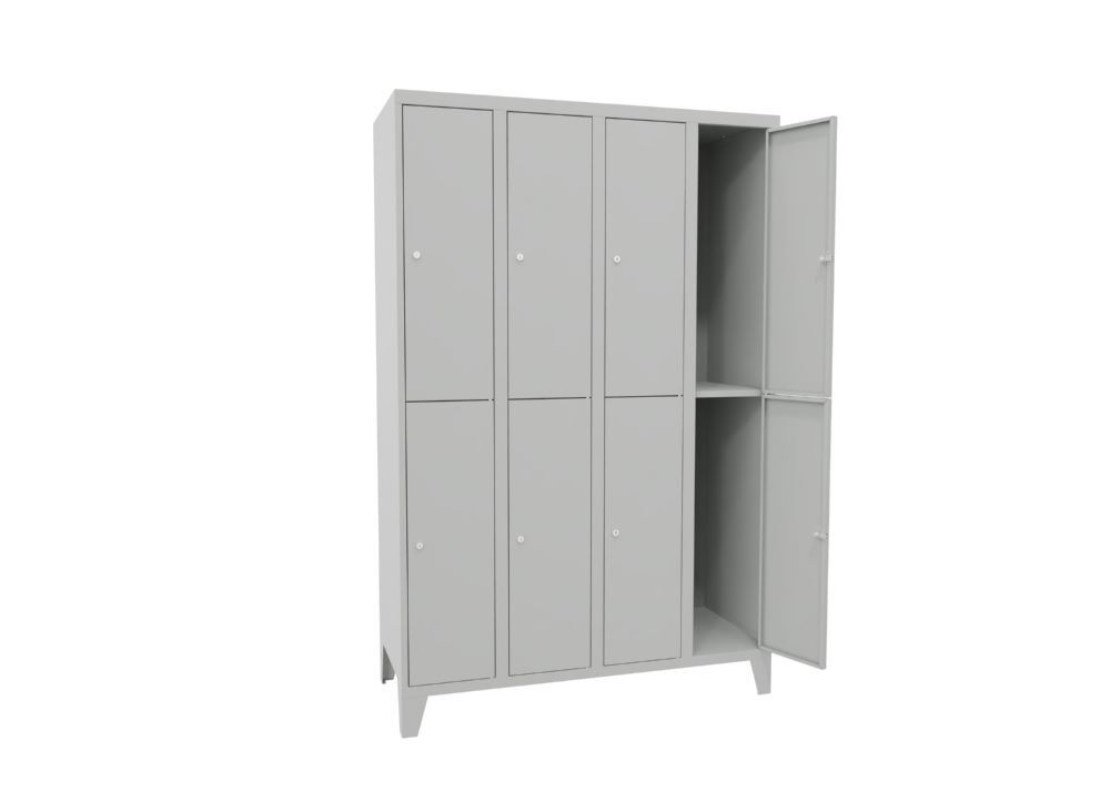 Produktbild Schließfachschrank mit Füßen, 1850x1200x500 mm, 8 Fächer, RAL 7035 bild 2