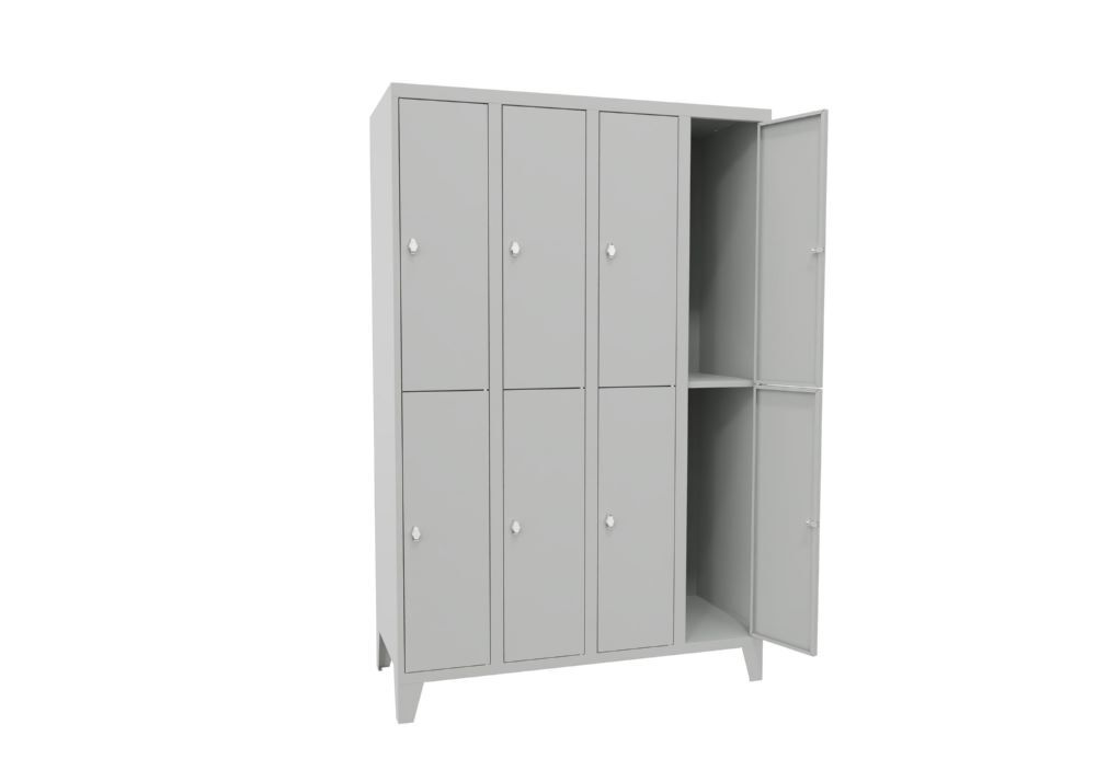 Produktbild Schließfachschrank mit Füßen, 1850x1200x500 mm, 8 Fächer, RAL 7035 bild 2