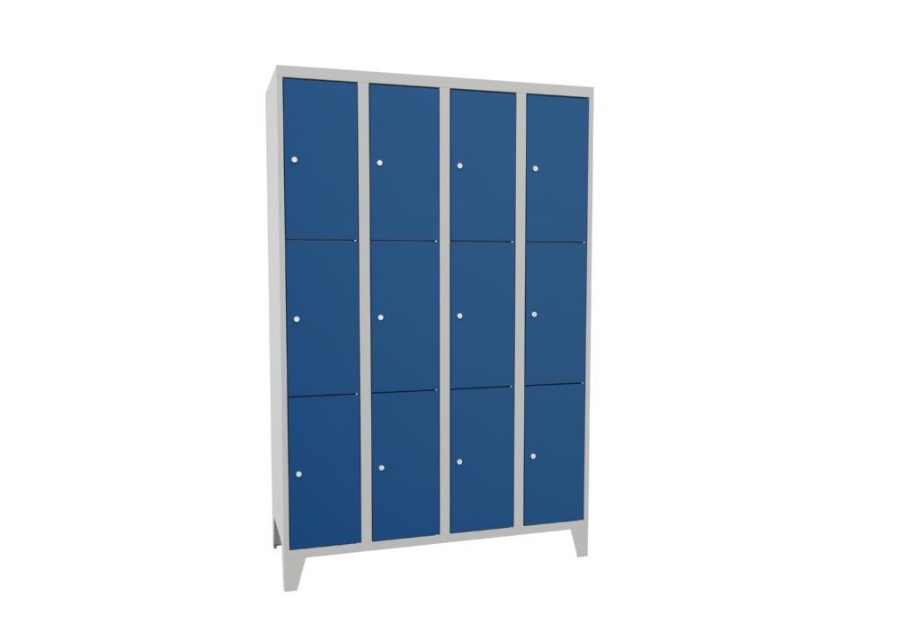 Produktbild PAVOY Schließfachschrank mit Füßen 1850x1200x500 mm 12 Fächer RAL 7035/5010
