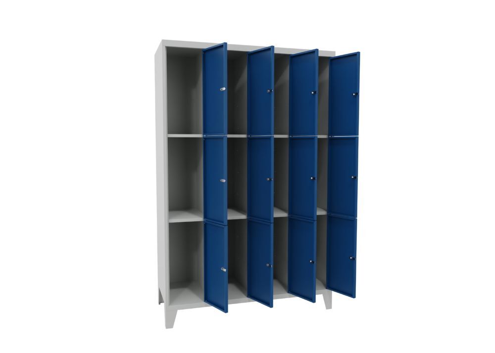 Produktbild Schließfachschrank mit Füßen, 1850x1200x500 mm, 12 Fächer, RAL 7035/5010 bild 2