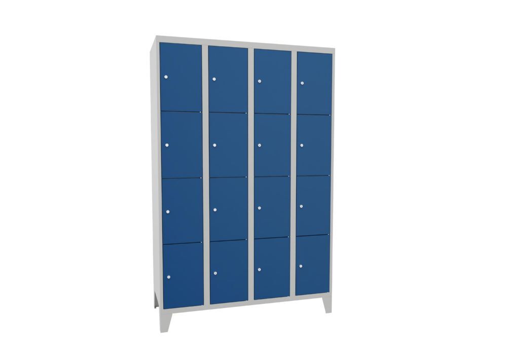 Produktbild Schließfachschrank mit Füßen, 1850x1200x500 mm, 16 Fächer, RAL 7035/5010 bild 2