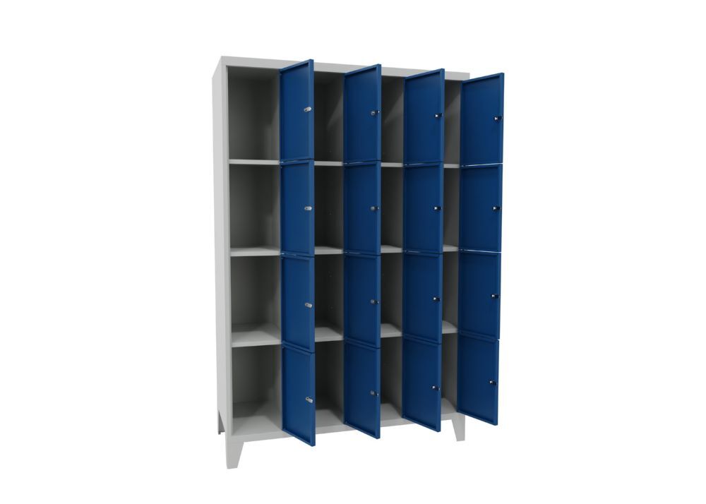 Produktbild PAVOY Schließfachschrank mit Füßen 1850x1200x500 mm 16 Fächer RAL 7035/5010