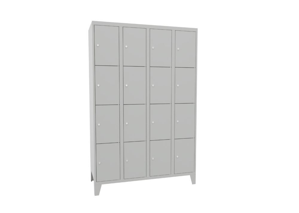Produktbild Schließfachschrank mit Füßen, 1850x1200x500 mm, 16 Fächer, RAL 7035 bild 2