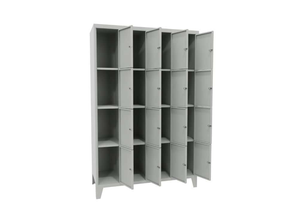 Produktbild PAVOY Schließfachschrank mit Füßen 1850x1200x500 mm 16 Fächer RAL 7035