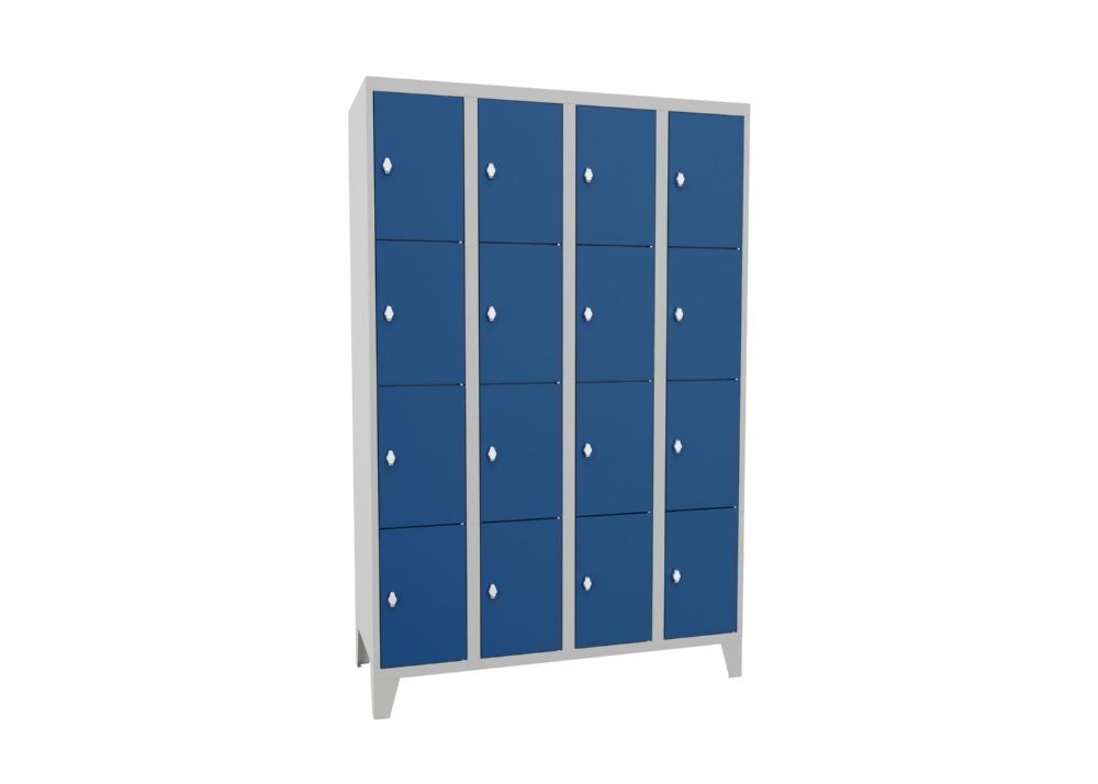 Produktbild Schließfachschrank mit Füßen, 1850x1200x500 mm, 16 Fächer, RAL 7035/5010 bild 2
