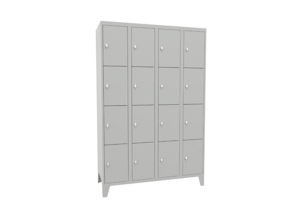 Produktbild Schließfachschrank mit Füßen, 1850x1200x500 mm, 16 Fächer, RAL 7035 bild 2