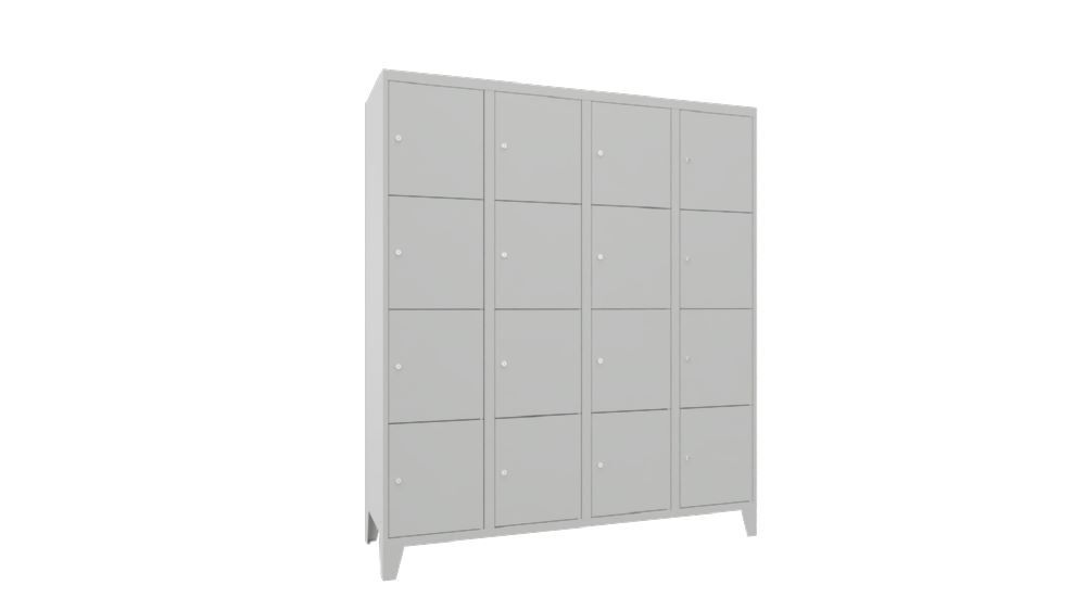 Produktbild PAVOY Schließfachschrank mit Füßen 1850x1600x500 mm 16 Fächer RAL 7035