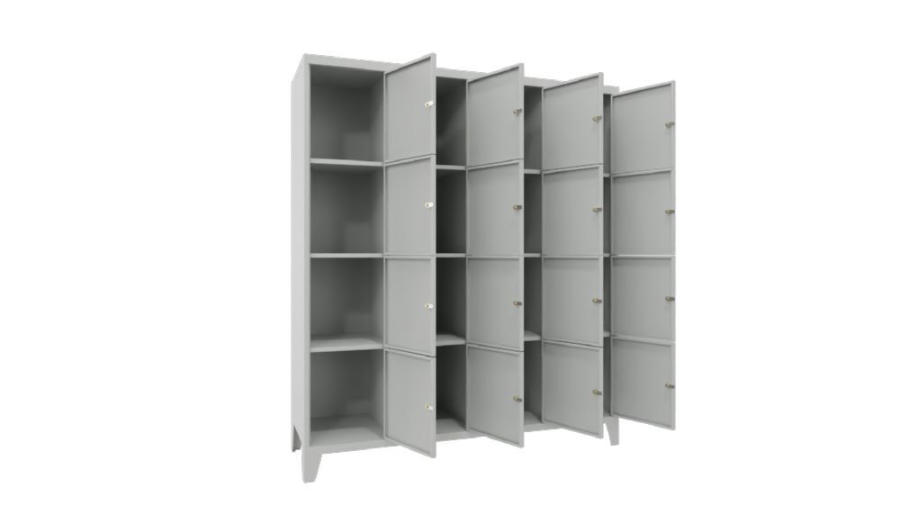Produktbild Schließfachschrank mit Füßen, 1850x1600x500 mm, 16 Fächer, RAL 7035 bild 2