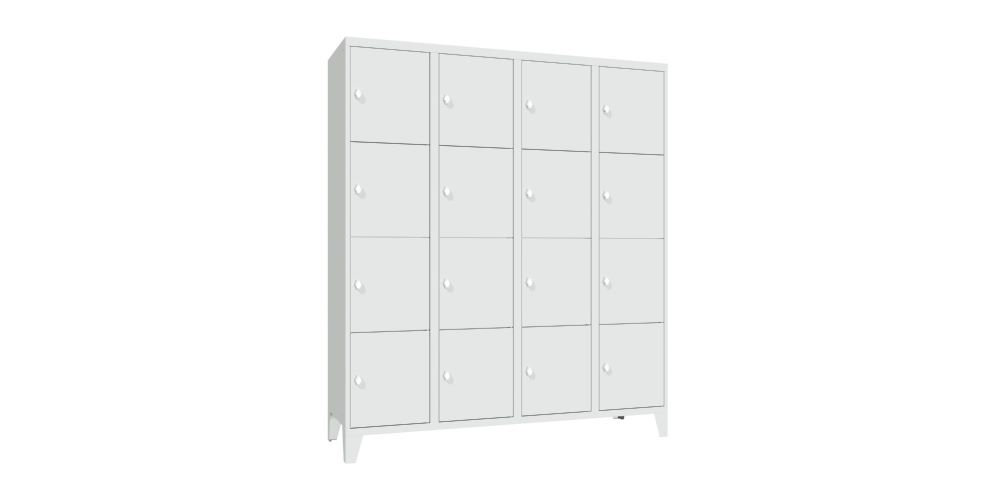 Produktbild PAVOY Schließfachschrank mit Füßen 1850x1600x500 mm 16 Fächer RAL 7035