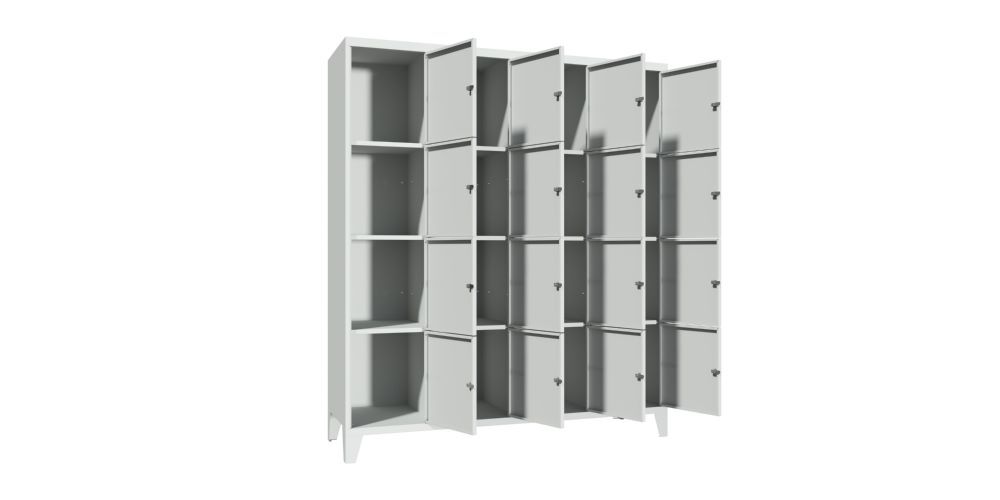 Produktbild Schließfachschrank mit Füßen, 1850x1600x500 mm, 16 Fächer, RAL 7035 bild 2