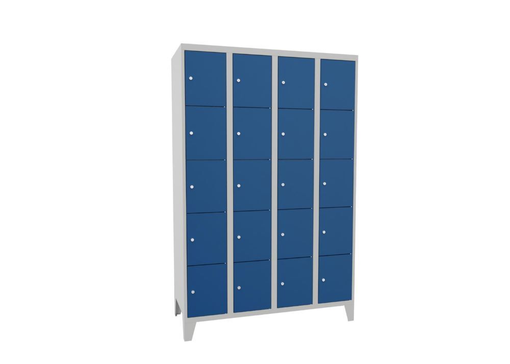 Produktbild PAVOY Schließfachschrank mit Füßen 1850x1200x500 mm 20 Fächer RAL 7035/5010