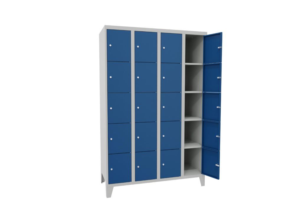 Produktbild Schließfachschrank mit Füßen, 1850x1200x500 mm, 20 Fächer, RAL 7035/5010 bild 2