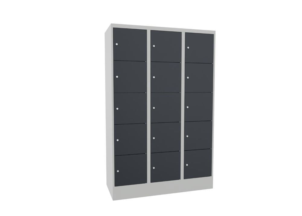 Produktbild PAVOY Schließfachschrank mit Füßen 1850x1200x500 mm 20 Fächer RAL 7035