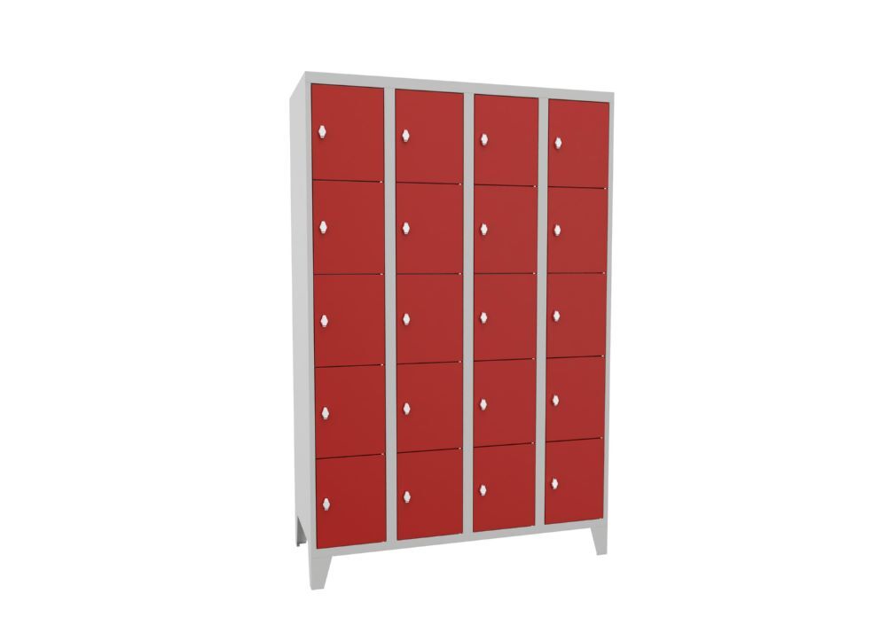 Produktbild PAVOY Schließfachschrank mit Füßen 1850x1200x500 mm 20 Fächer RAL 7035/3000