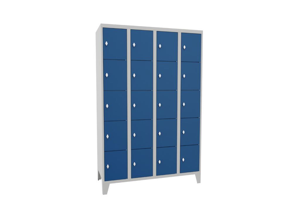 Produktbild PAVOY Schließfachschrank mit Füßen 1850x1200x500 mm 20 Fächer RAL 7035/5010