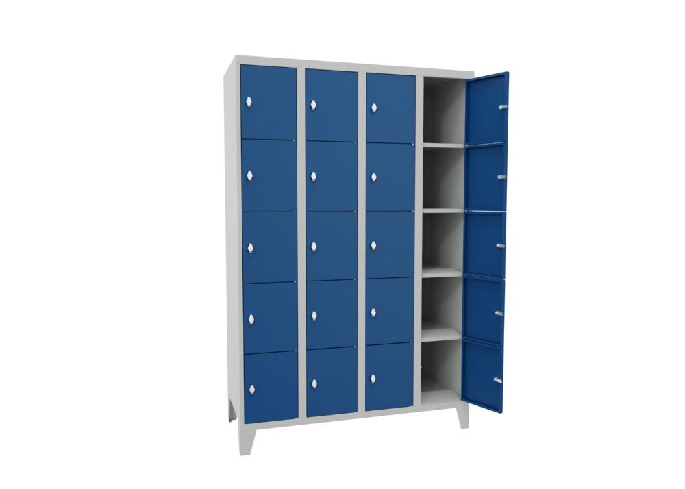 Produktbild Schließfachschrank mit Füßen, 1850x1200x500 mm, 20 Fächer, RAL 7035/5010 bild 2