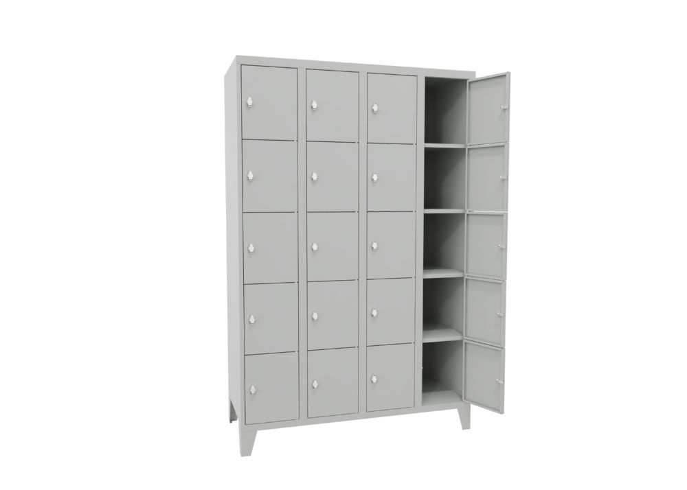 Produktbild Schließfachschrank mit Füßen, 1850x1200x500 mm, 20 Fächer, RAL 7035 bild 2