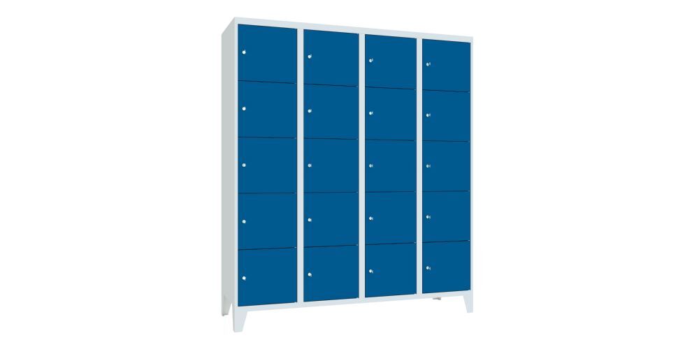 Produktbild PAVOY Schließfachschrank mit Füßen 1850x1600x500 mm 20 Fächer RAL 7035/5010