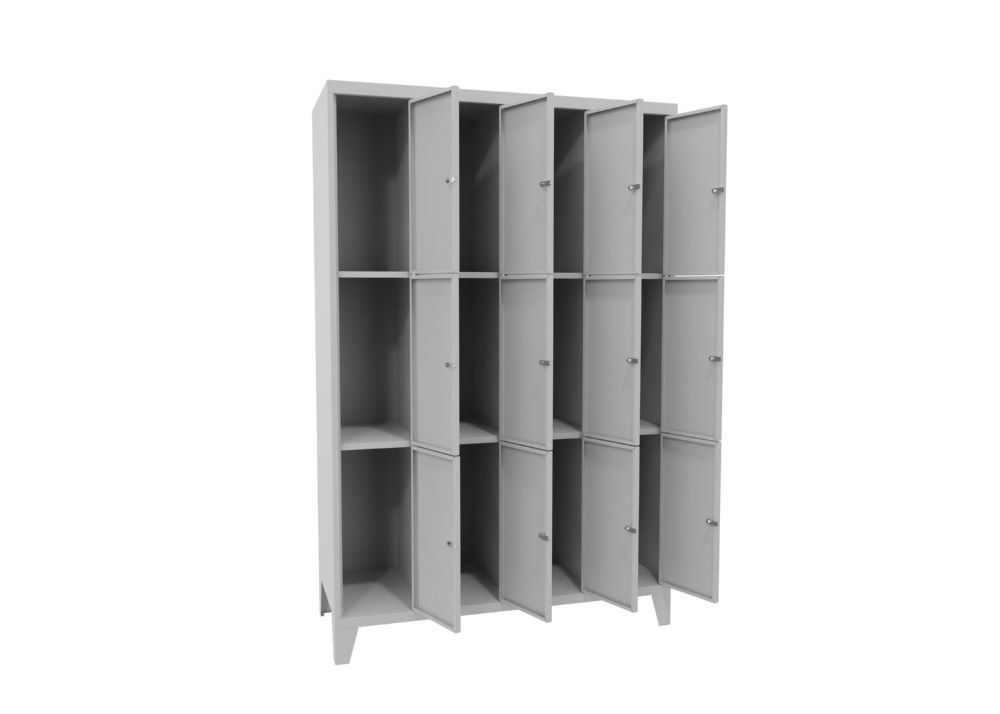 Produktbild Schließfachschrank mit Füßen, 1850x1200x500 mm, 12 Fächer, RAL 7035 Lichtgrau bild 2